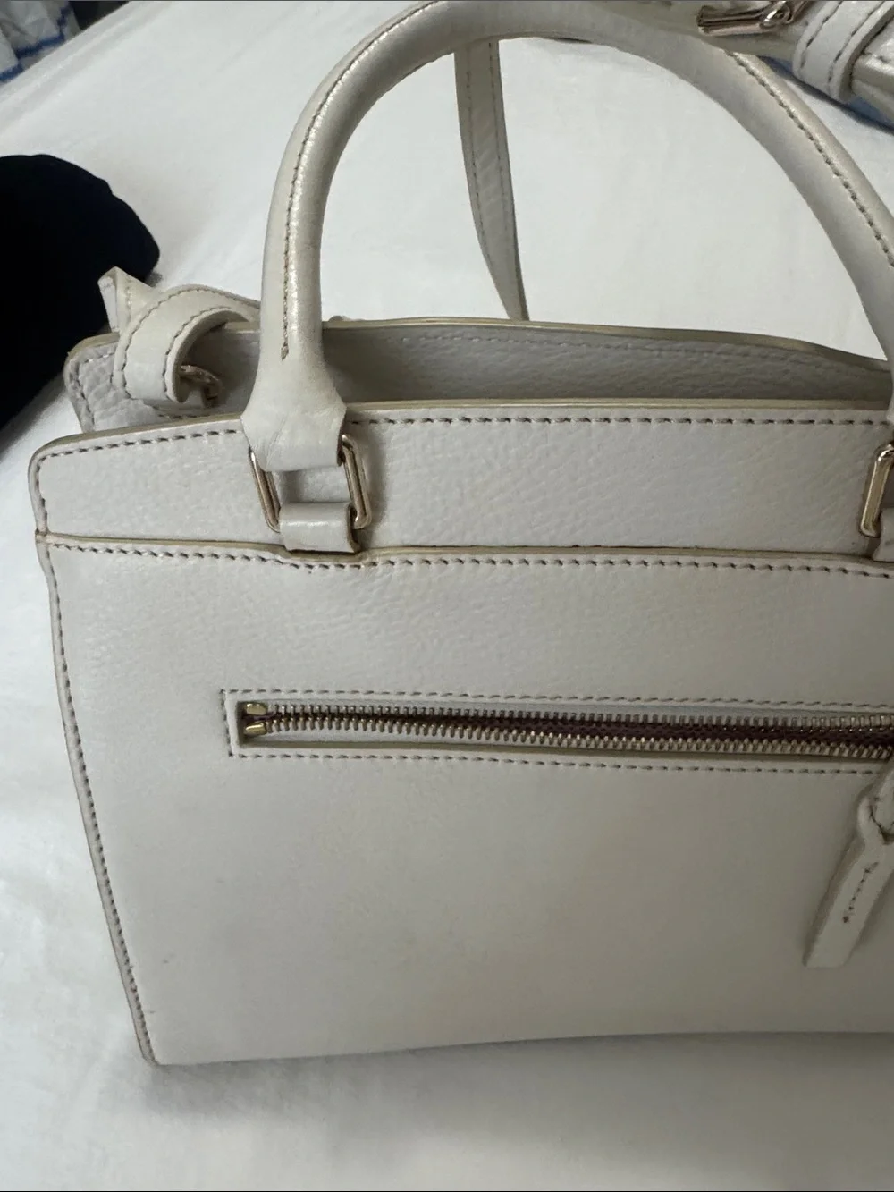 Dooney & Bourke Cream Structured Leather Top-Handle Satchel